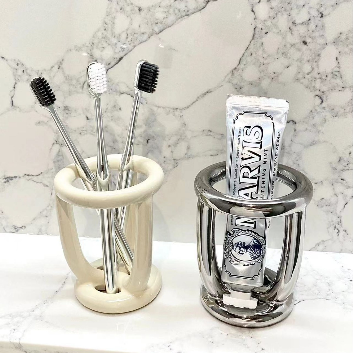 Zara Home Bathroom Accessories - 북유럽 욕실 세라믹 칫솔 홀더 치약