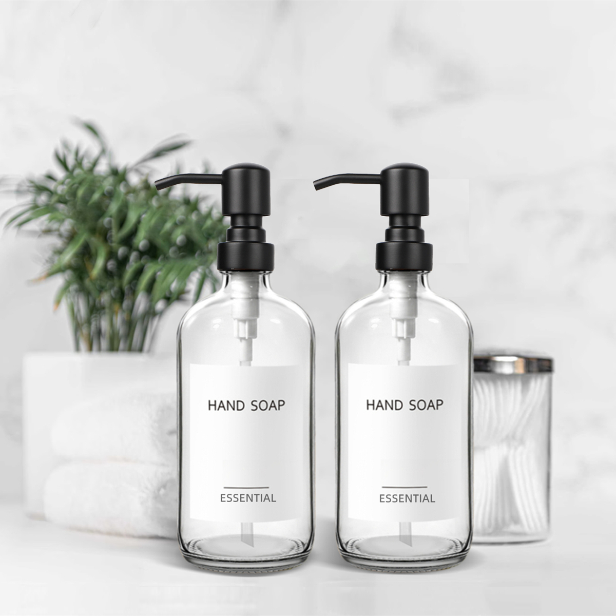 Zara Home Bathroom Accessories - 욕실용 투명 유리 비누 디스펜서, 스테인레스
