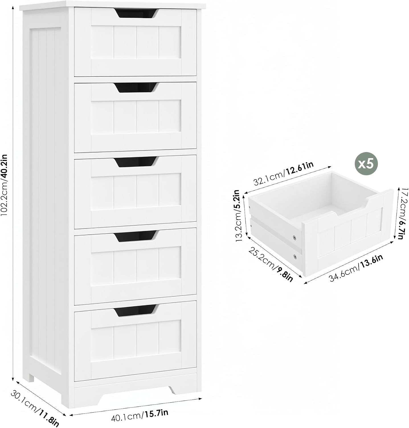 독립형 욕실 수납장, 5개의 서랍이 있는 나무 바닥 정 - Home Bathroom Furniture 리뷰 및 가격