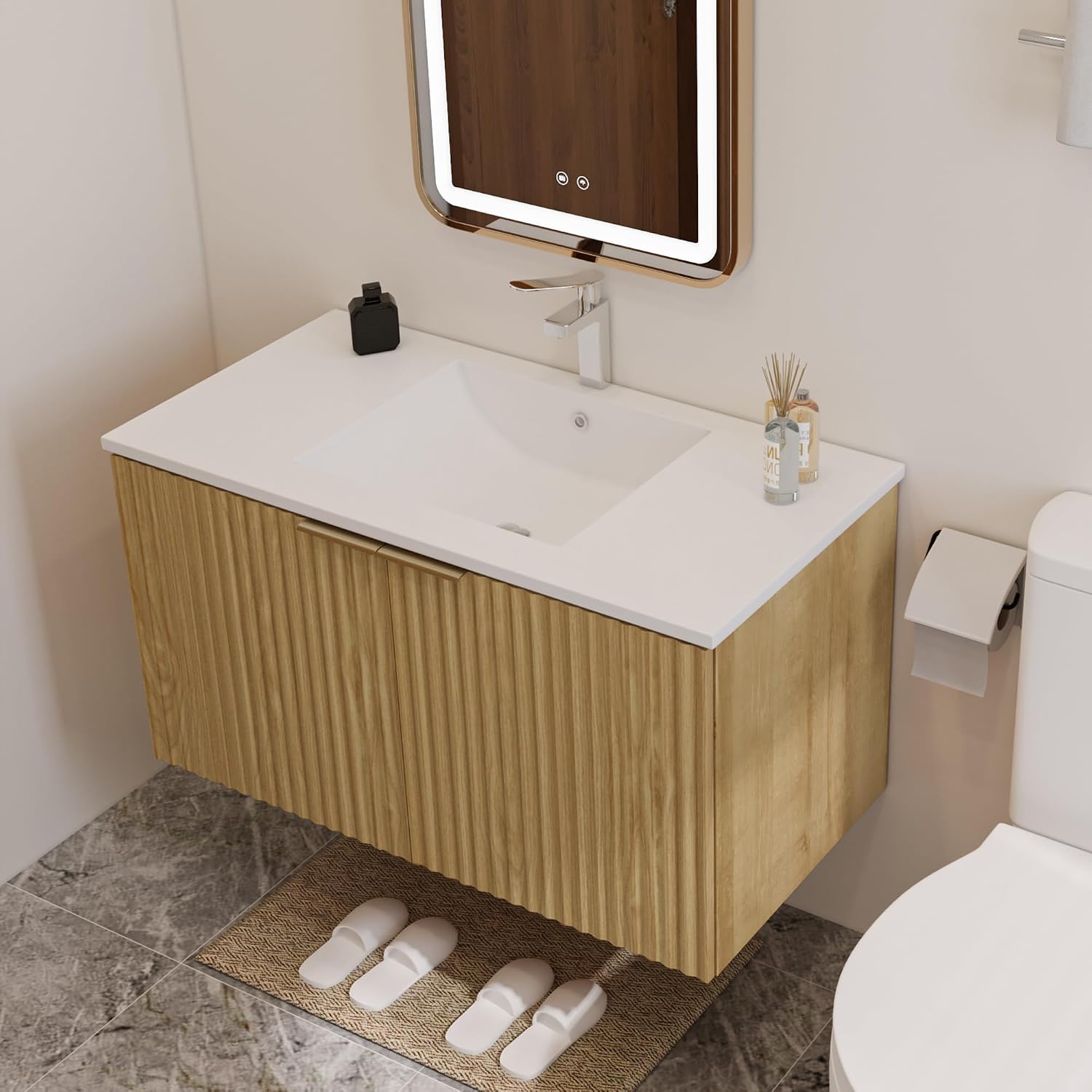 현대적인 플로팅 욕실 세면대, 물결무늬 문, 벽걸이형  - Home Bathroom Furniture 리뷰 및 가격