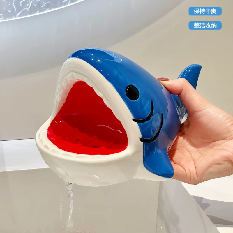 귀여운 만화 큰 입 모양 상어 비누 받침대, 창의적인  - Home Edit Bathroom Storage 리뷰 및 가격
