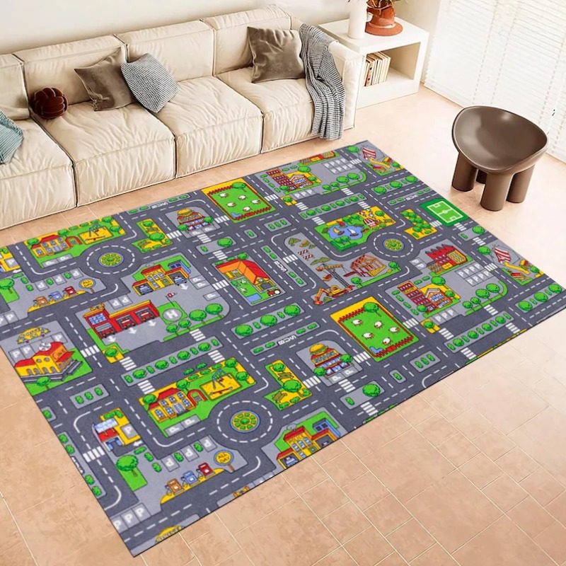 만화 도시 거리 교통 지도 지역 카펫 창의적인 교차로  - Home Bathroom Layout 리뷰 및 가격