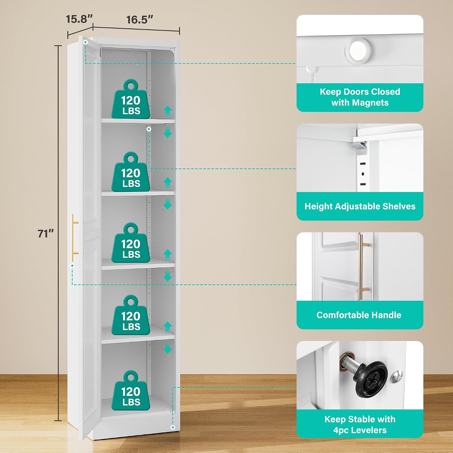 키가 크고 좁은 수납장, 한 개의 문과 5개의 선반이  - Home Bathroom Furniture 리뷰 및 가격